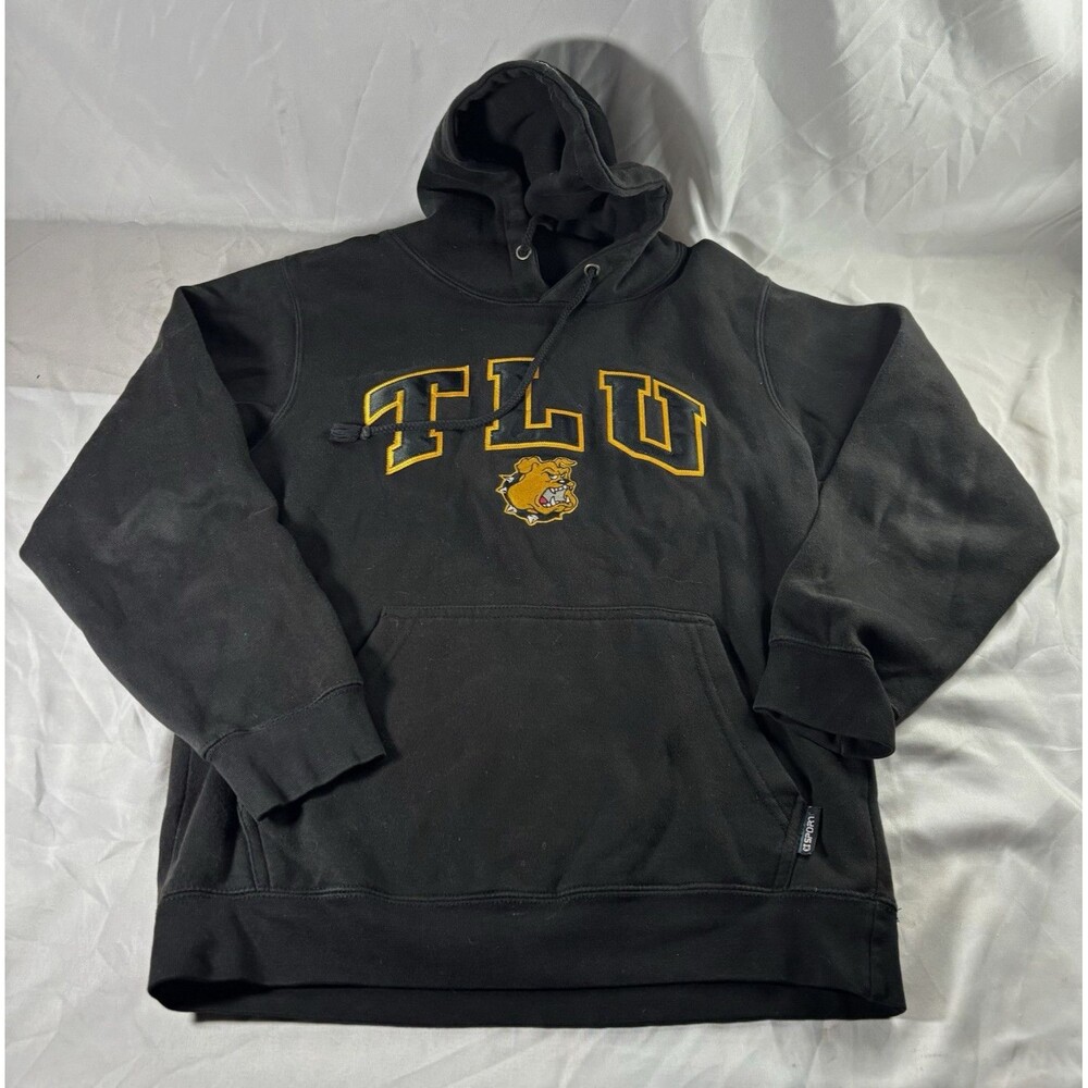 CI Sport Men's Black Bulldog Graphic Logo Fleece Pullover Hoodie Size S